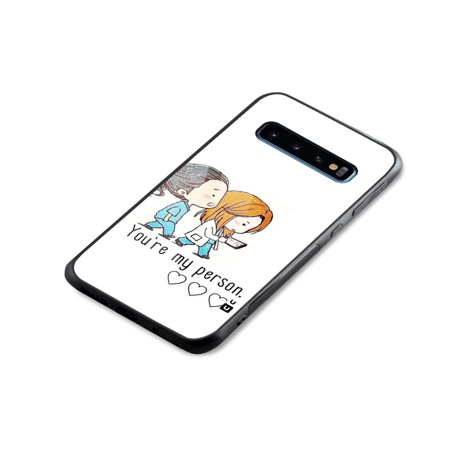 Two Friends In Coat Glass Back Case for Galaxy S10