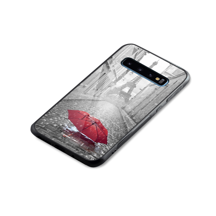 Umbrella Paris Glass Back Case for Galaxy S10