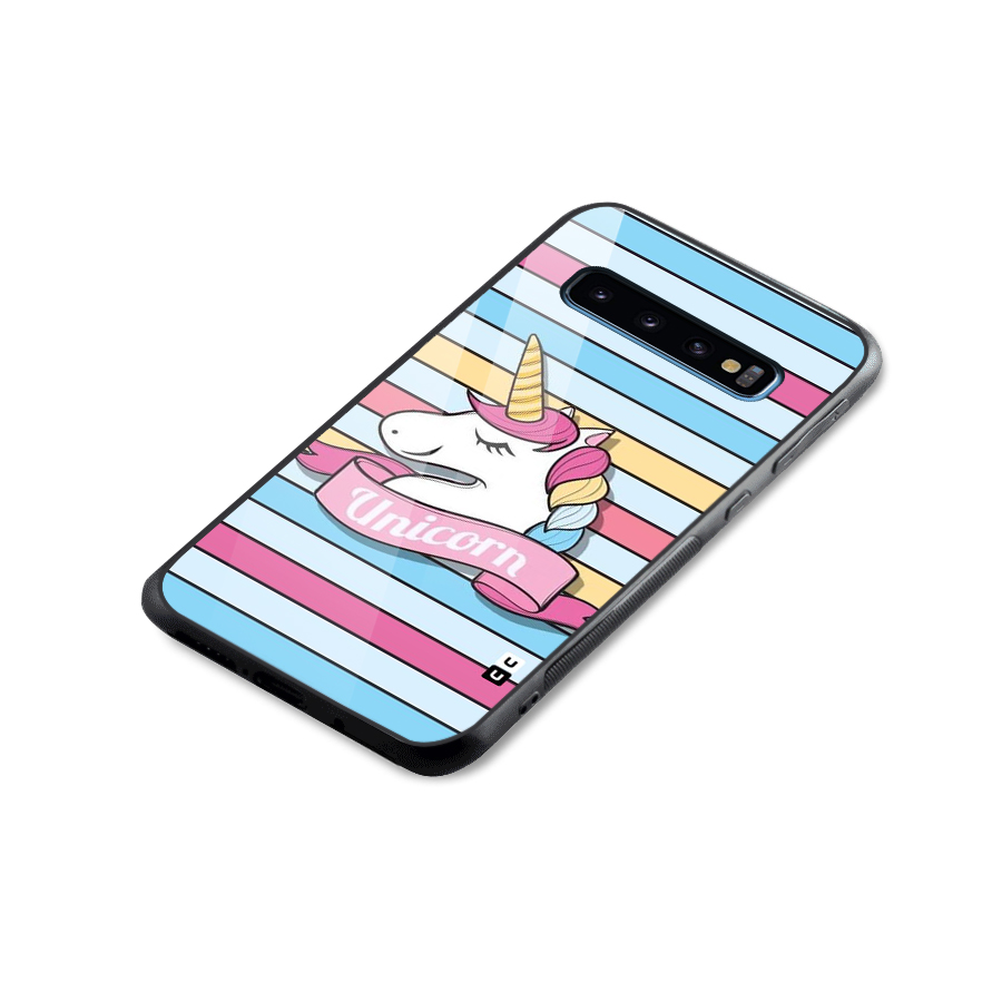 Unicorn Stripes Glass Back Case for Galaxy S10