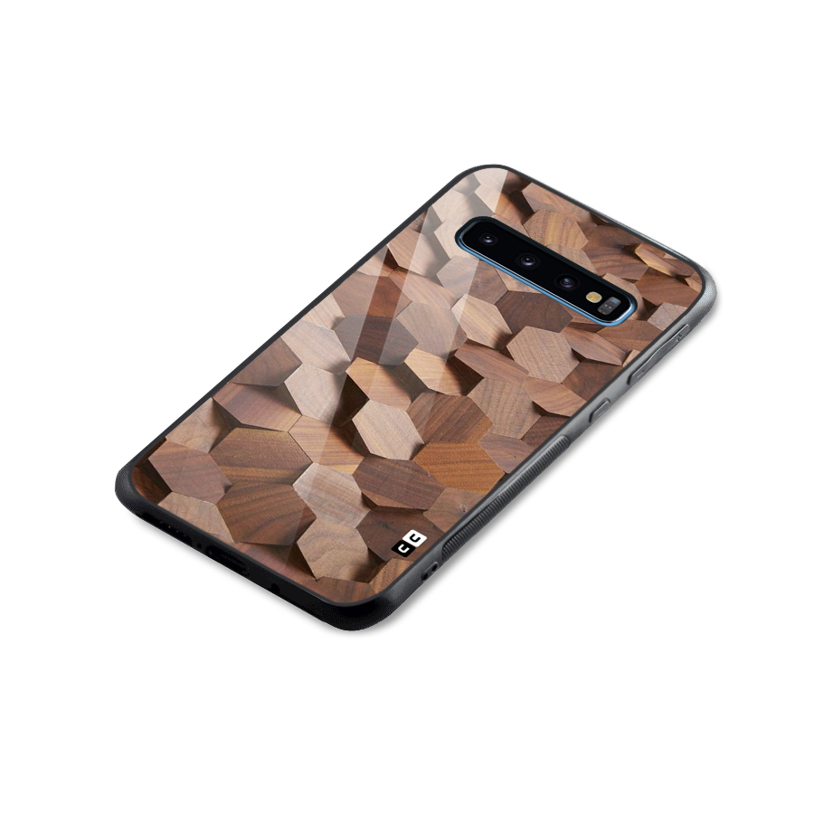 Uplifted Wood Hexagons Glass Back Case for Galaxy S10