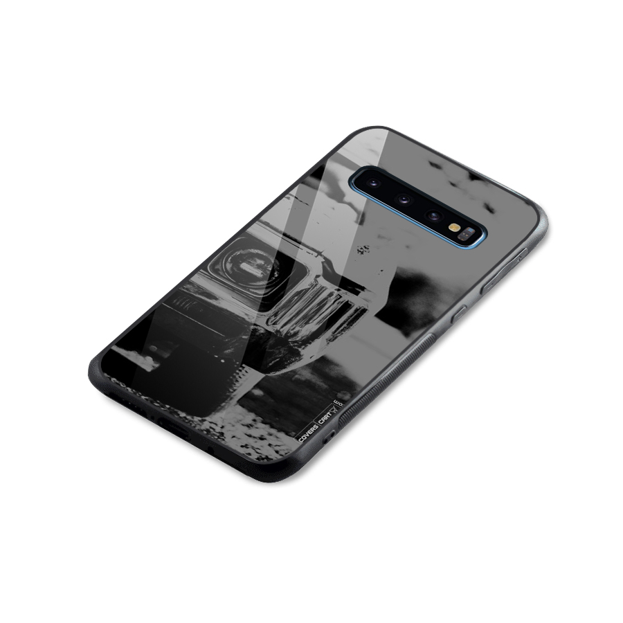 Vintage Car Black and White Glass Back Case for Galaxy S10