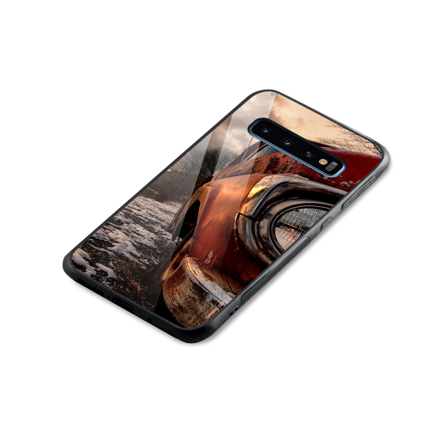 Vintage Car Headlight Glass Back Case for Galaxy S10