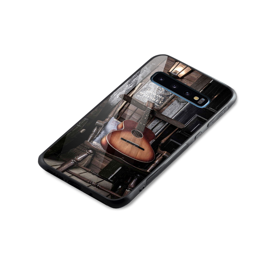 Vintage Chair Guitar Glass Back Case for Galaxy S10