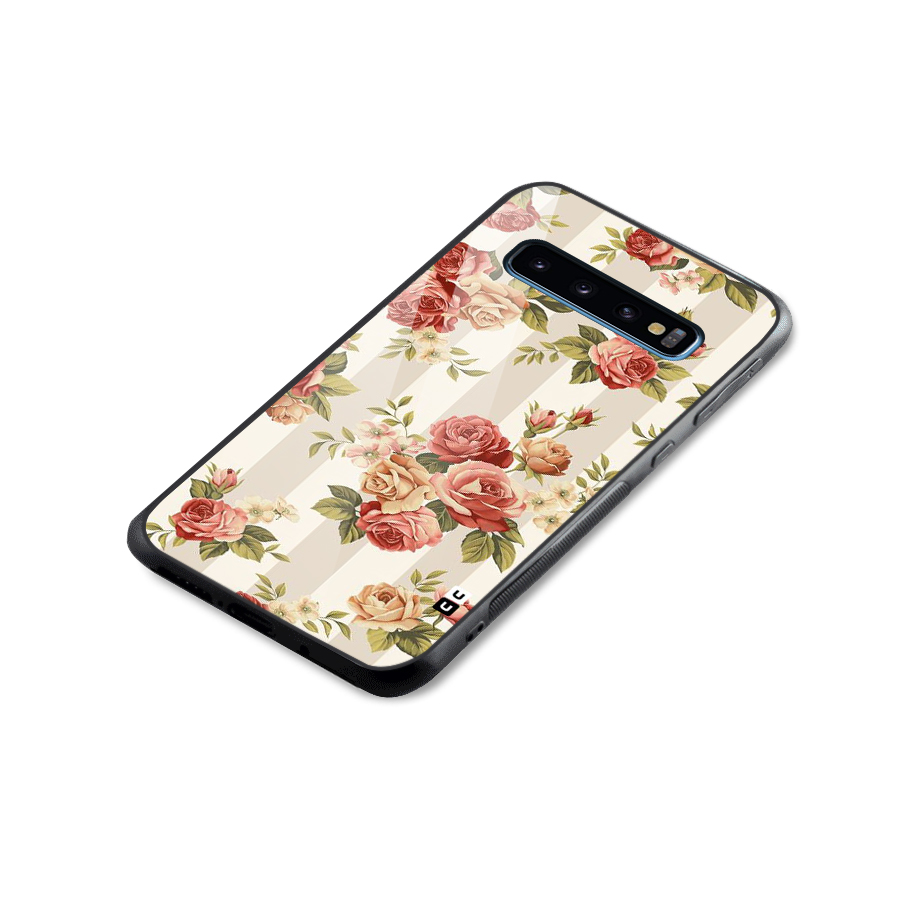 Vintage Color Flowers Glass Back Case for Galaxy S10