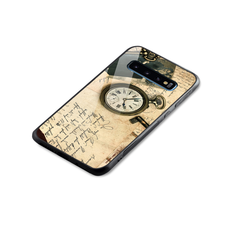 Vintage Key And Compass Glass Back Case for Galaxy S10