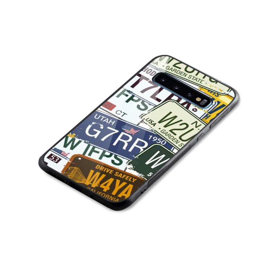 Vintage License Plates Glass Back Case for Galaxy S10