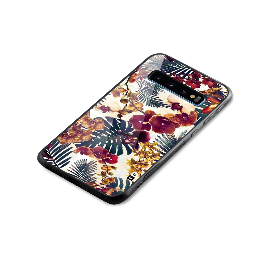 Vintage Rustic Flowers Glass Back Case for Galaxy S10