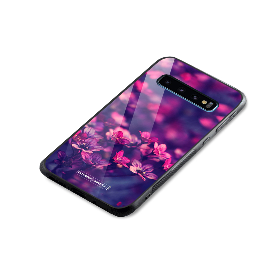 Violet Floral Glass Back Case for Galaxy S10