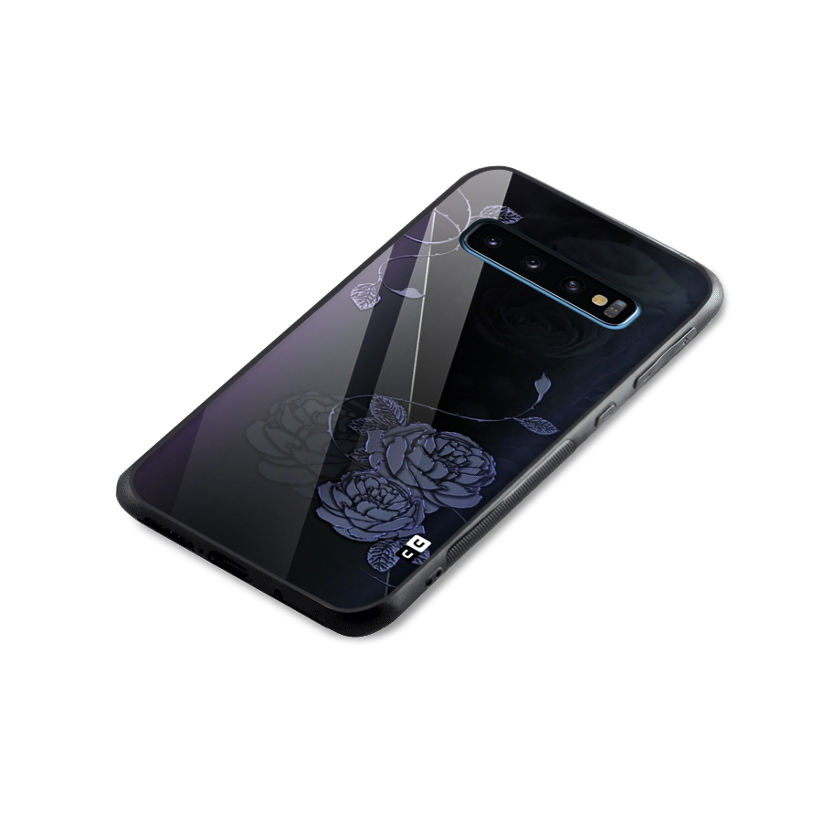 Voilet Floral Design Glass Back Case for Galaxy S10