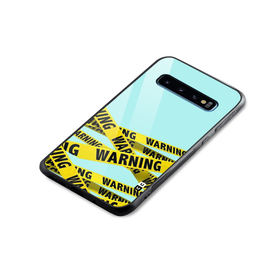 Warning Design Glass Back Case for Galaxy S10