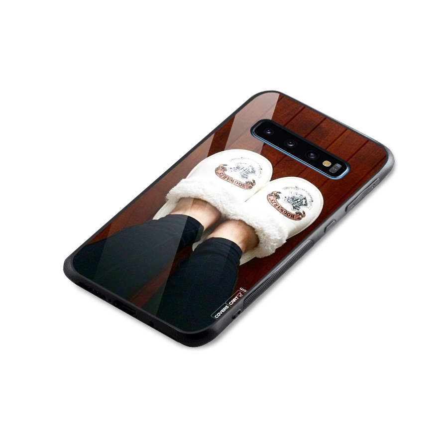White Feets Glass Back Case for Galaxy S10