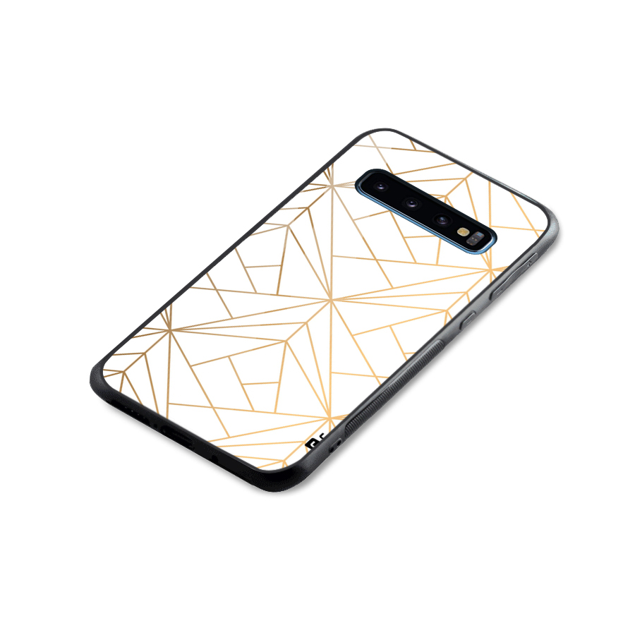 White Golden Zig Zag Glass Back Case for Galaxy S10