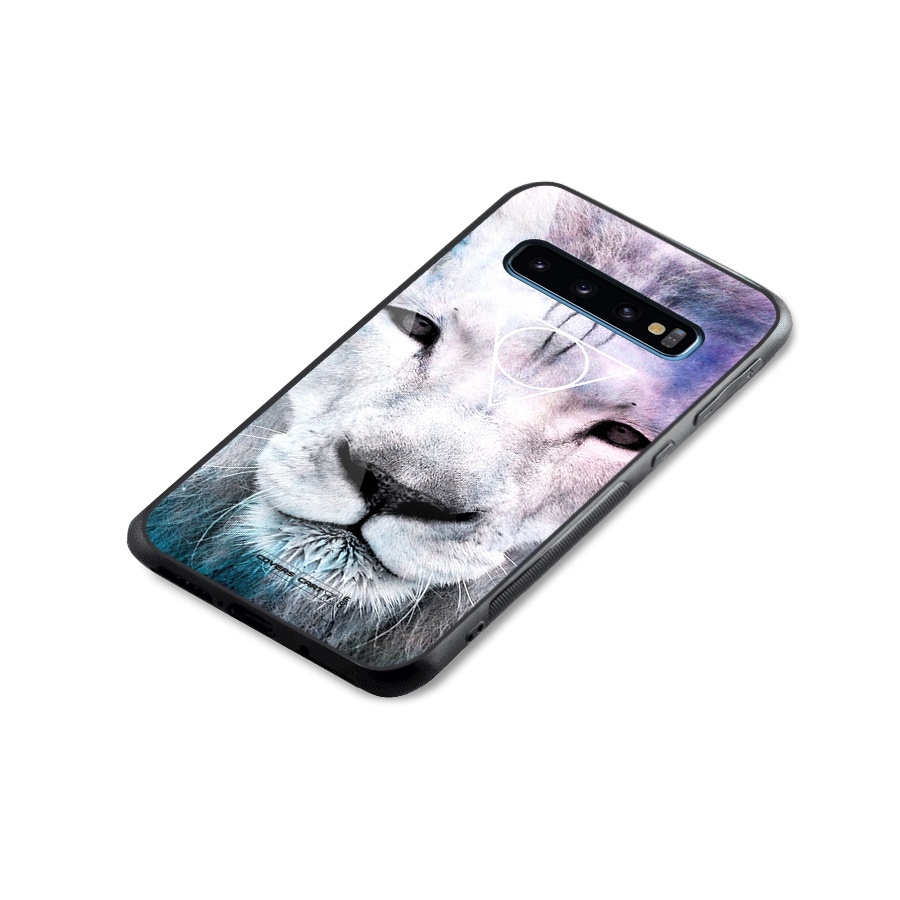 White Lion Glass Back Case for Galaxy S10