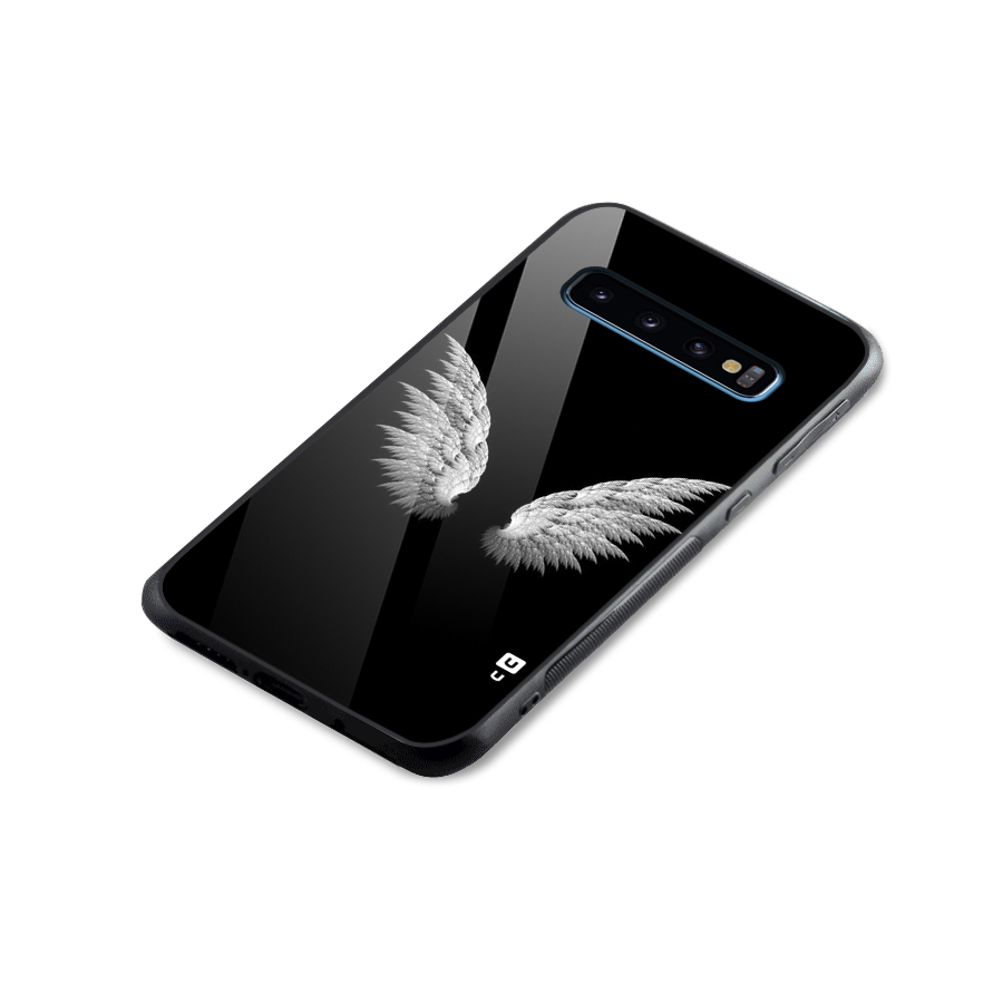 White Wings Glass Back Case for Galaxy S10
