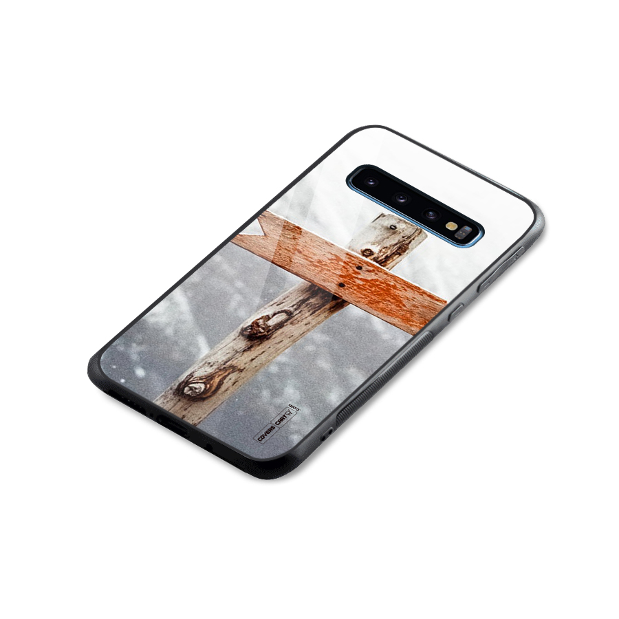 Wood And Snow Glass Back Case for Galaxy S10