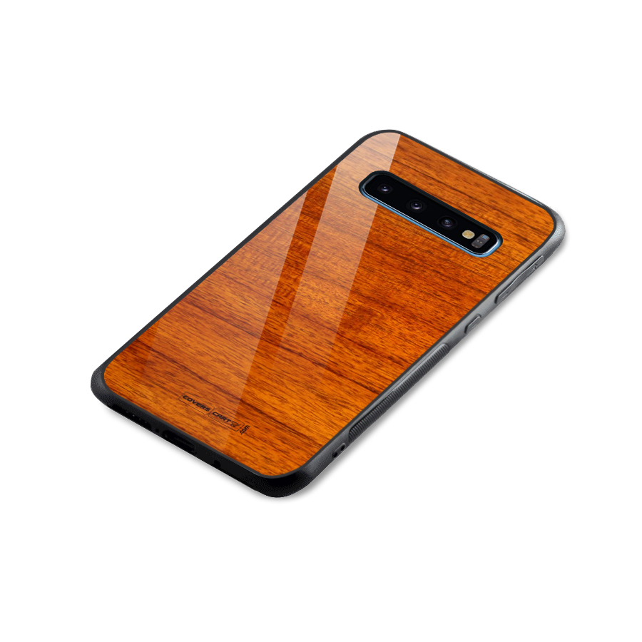 Wood Texture Design Glass Back Case for Galaxy S10