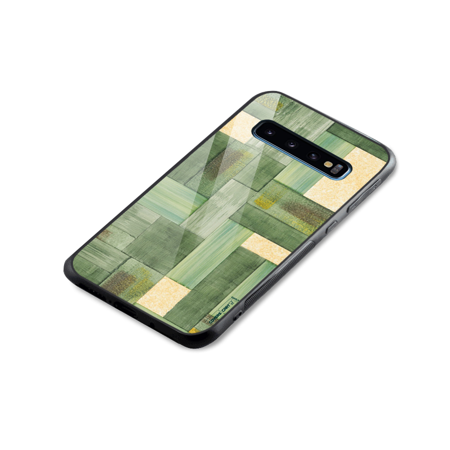 Wooden Green Texture Glass Back Case for Galaxy S10