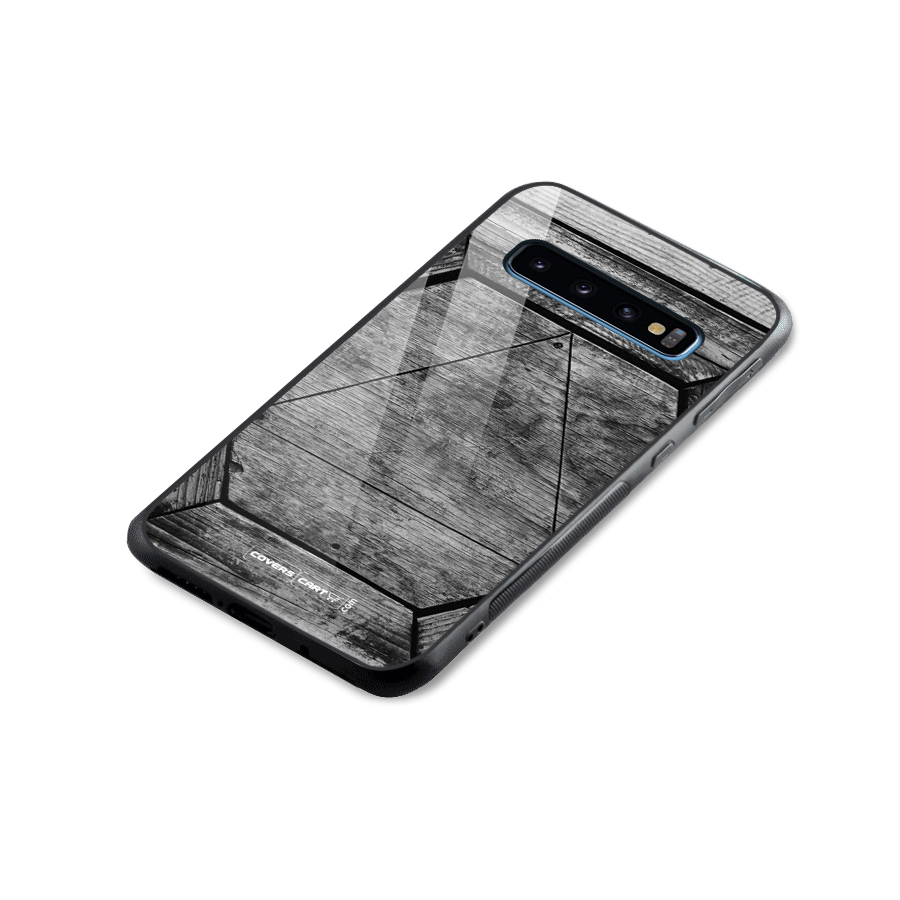 Wooden Hexagon Glass Back Case for Galaxy S10
