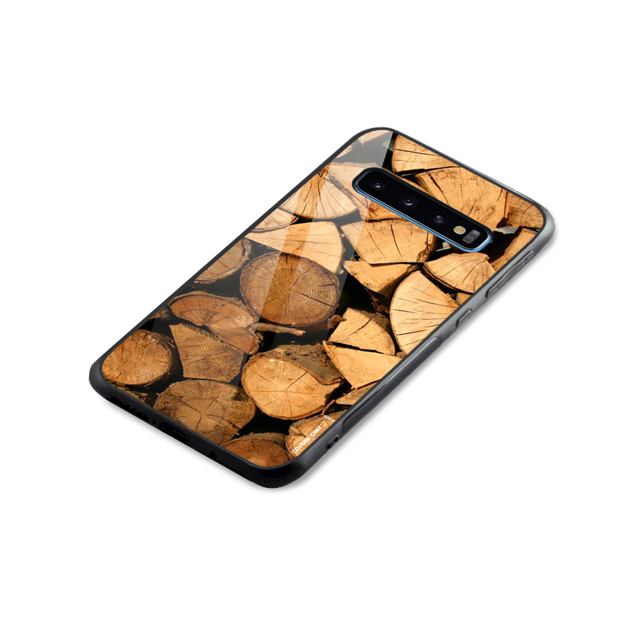 Wooden Logs Glass Back Case for Galaxy S10