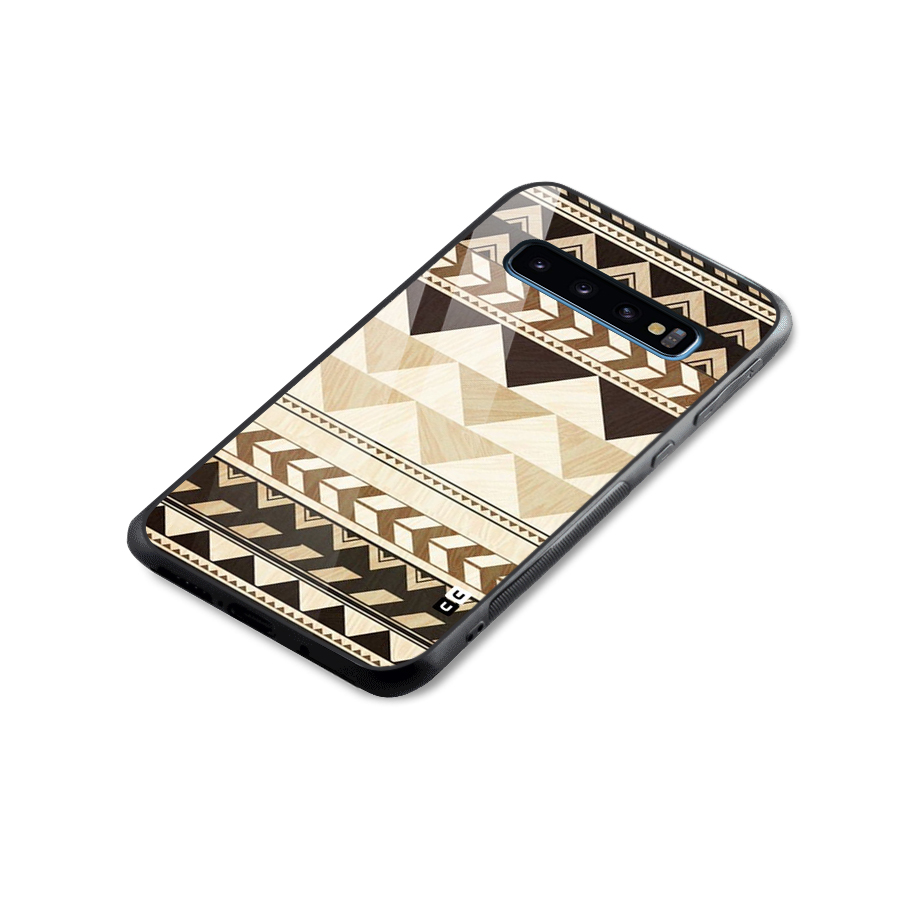 Wooden Printed Chevron Glass Back Case for Galaxy S10