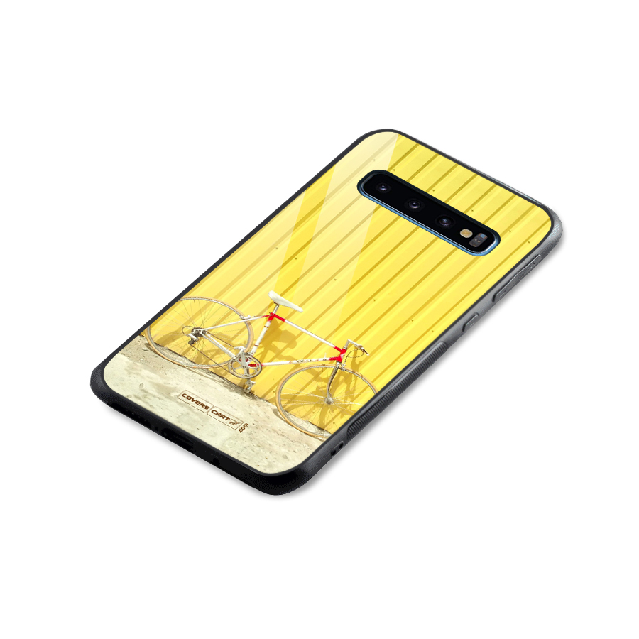 Yellow Cycle Classic Glass Back Case for Galaxy S10