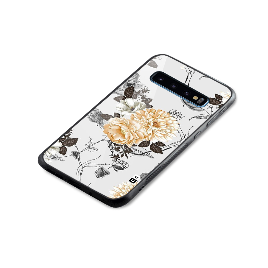 Yellow Floral Glass Back Case for Galaxy S10