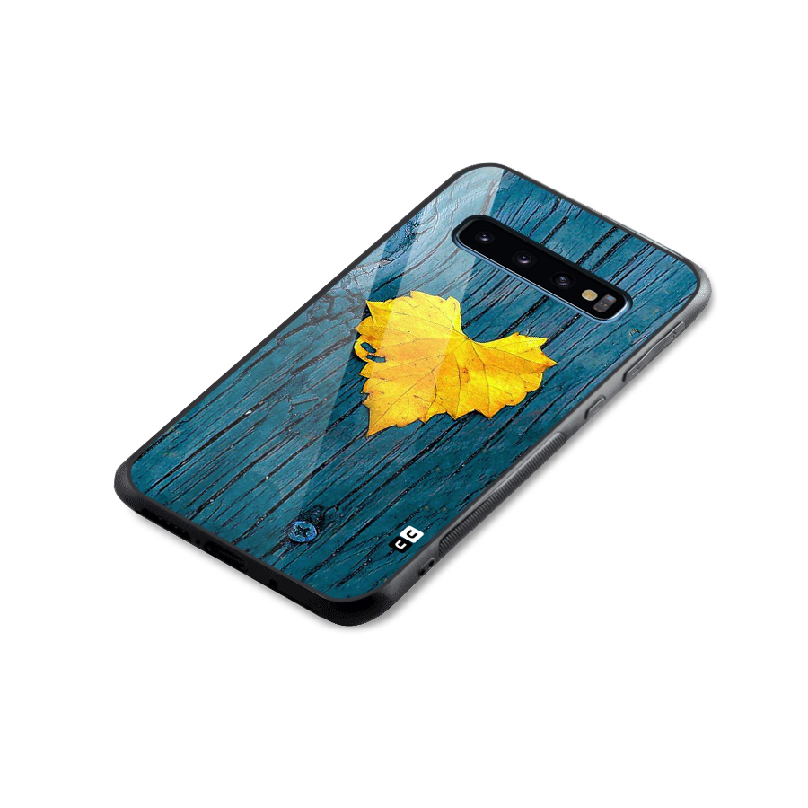 Yellow Leaf Glass Back Case for Galaxy S10
