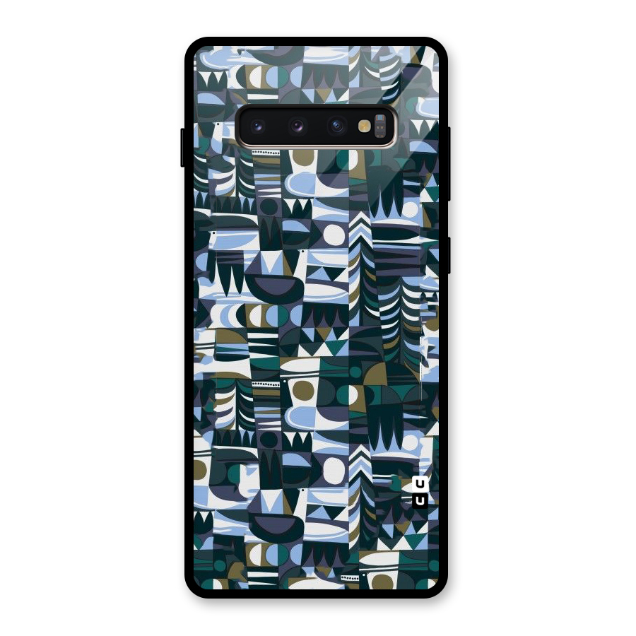 Abstract Blues Glass Back Case for Galaxy S10 Plus
