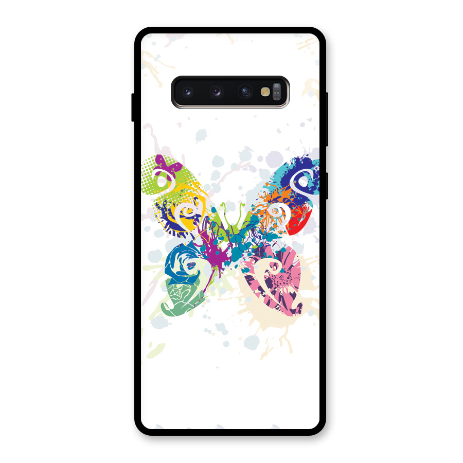 Abstract Butterfly Glass Back Case for Galaxy S10 Plus