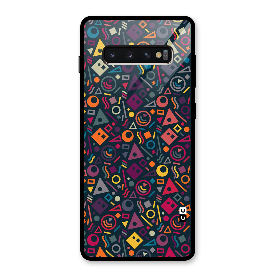 Abstract Figures Glass Back Case for Galaxy S10 Plus