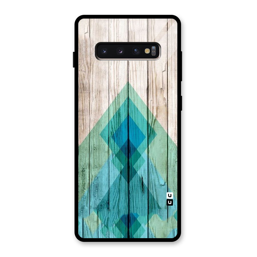 Abstract Green And Wood Glass Back Case for Galaxy S10 Plus