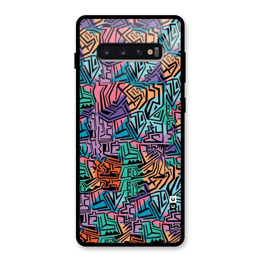 Abstract Lining Colors Glass Back Case for Galaxy S10 Plus