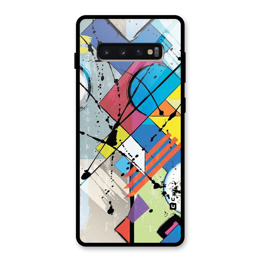 Abstract Paint Shape Glass Back Case for Galaxy S10 Plus