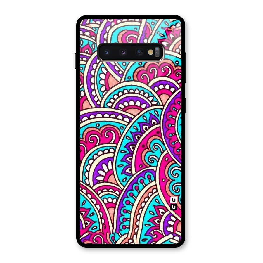 Abstract Rangoli Design Glass Back Case for Galaxy S10 Plus