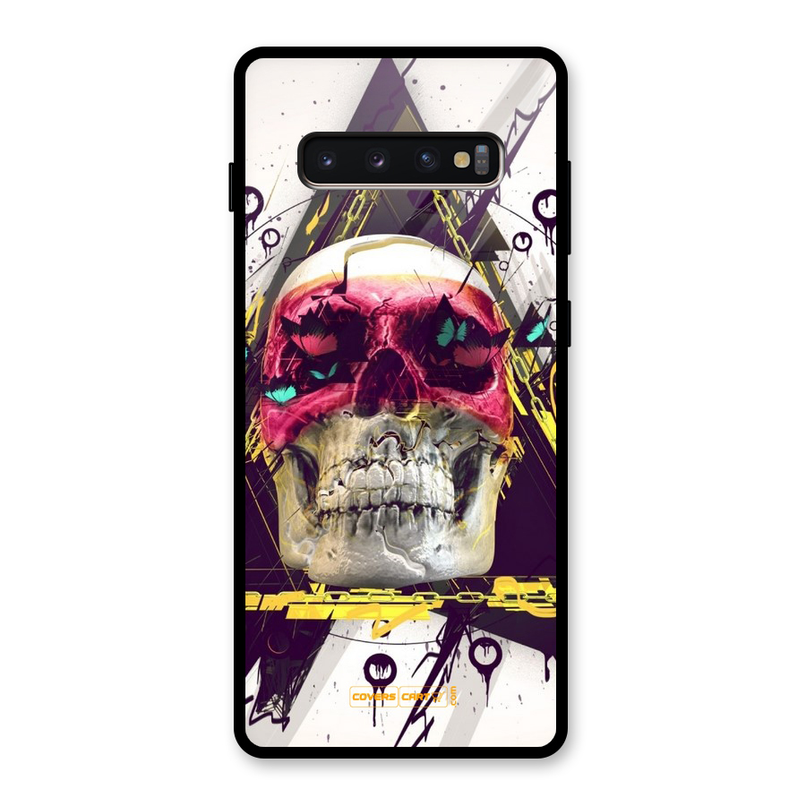 Abstract Skull Glass Back Case for Galaxy S10 Plus