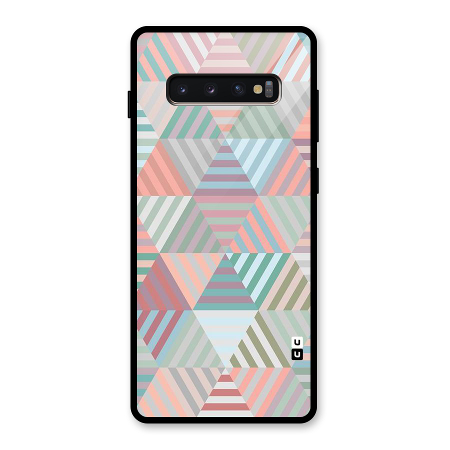 Abstract Triangle Lines Glass Back Case for Galaxy S10 Plus