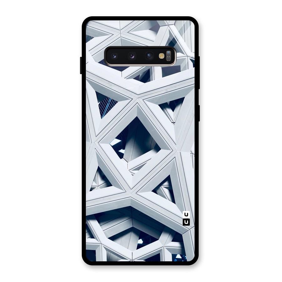 Abstract White Lines Glass Back Case for Galaxy S10 Plus