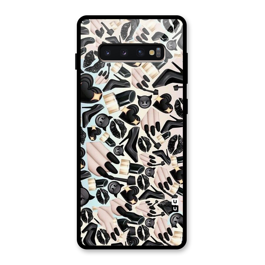 All Black Love Glass Back Case for Galaxy S10 Plus