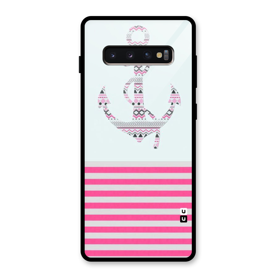 Anchor Design Stripes Glass Back Case for Galaxy S10 Plus