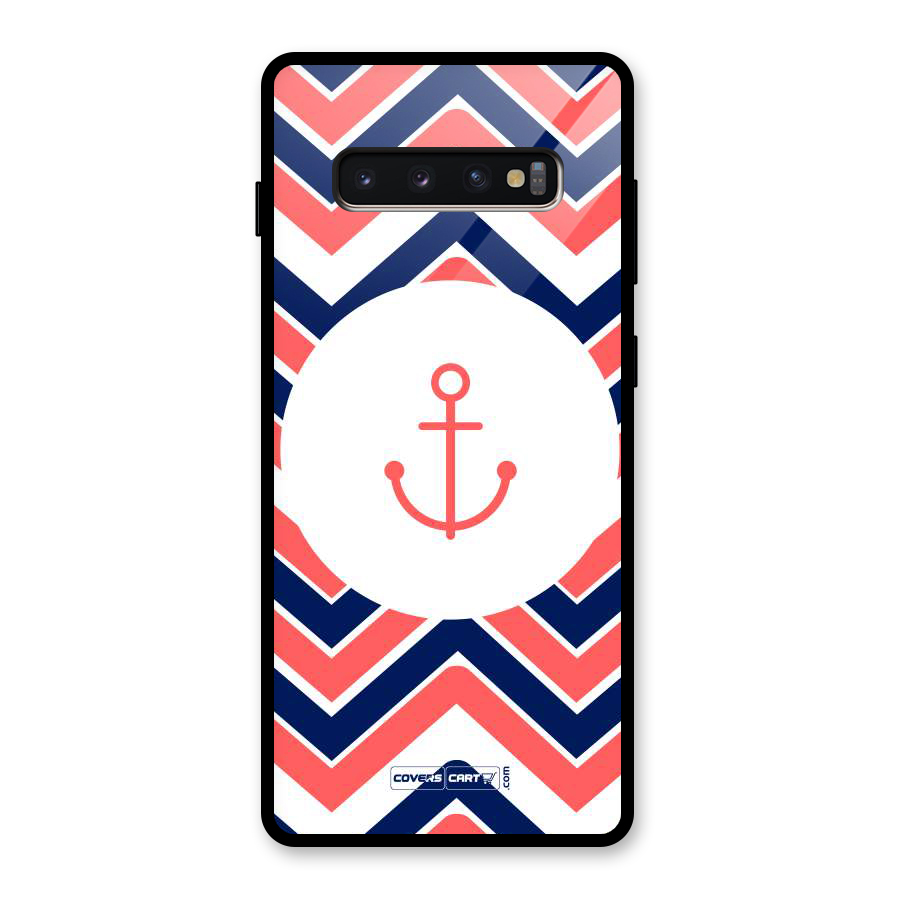 Anchor Zig Zag Glass Back Case for Galaxy S10 Plus