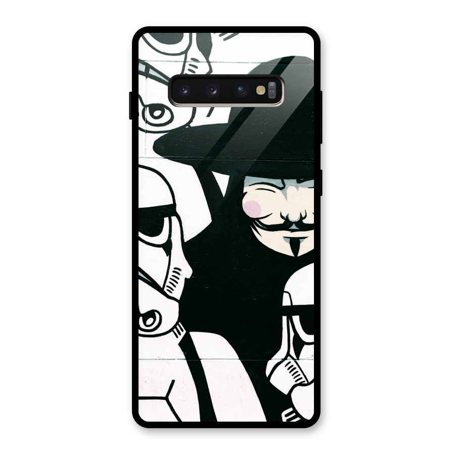 Anonymous Hat Glass Back Case for Galaxy S10 Plus