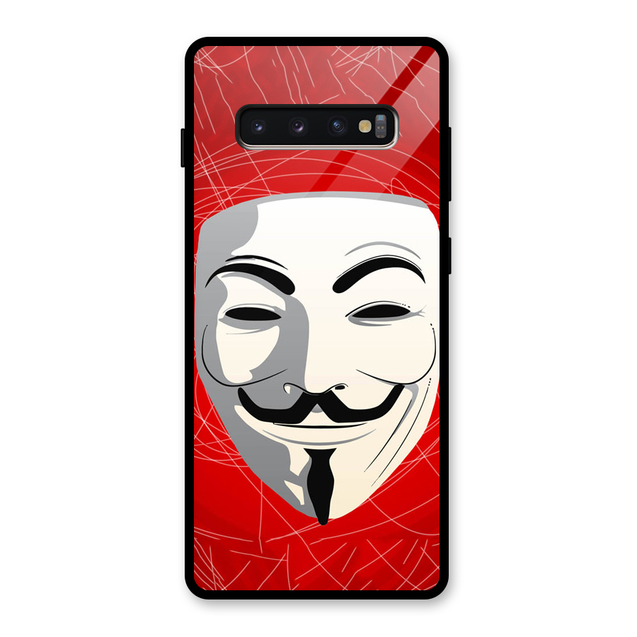 Anonymous Mask Abstract Glass Back Case for Galaxy S10 Plus
