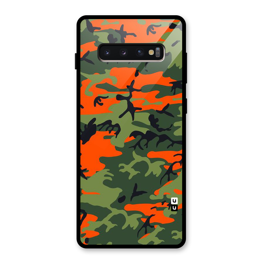 Army Pattern Glass Back Case for Galaxy S10 Plus