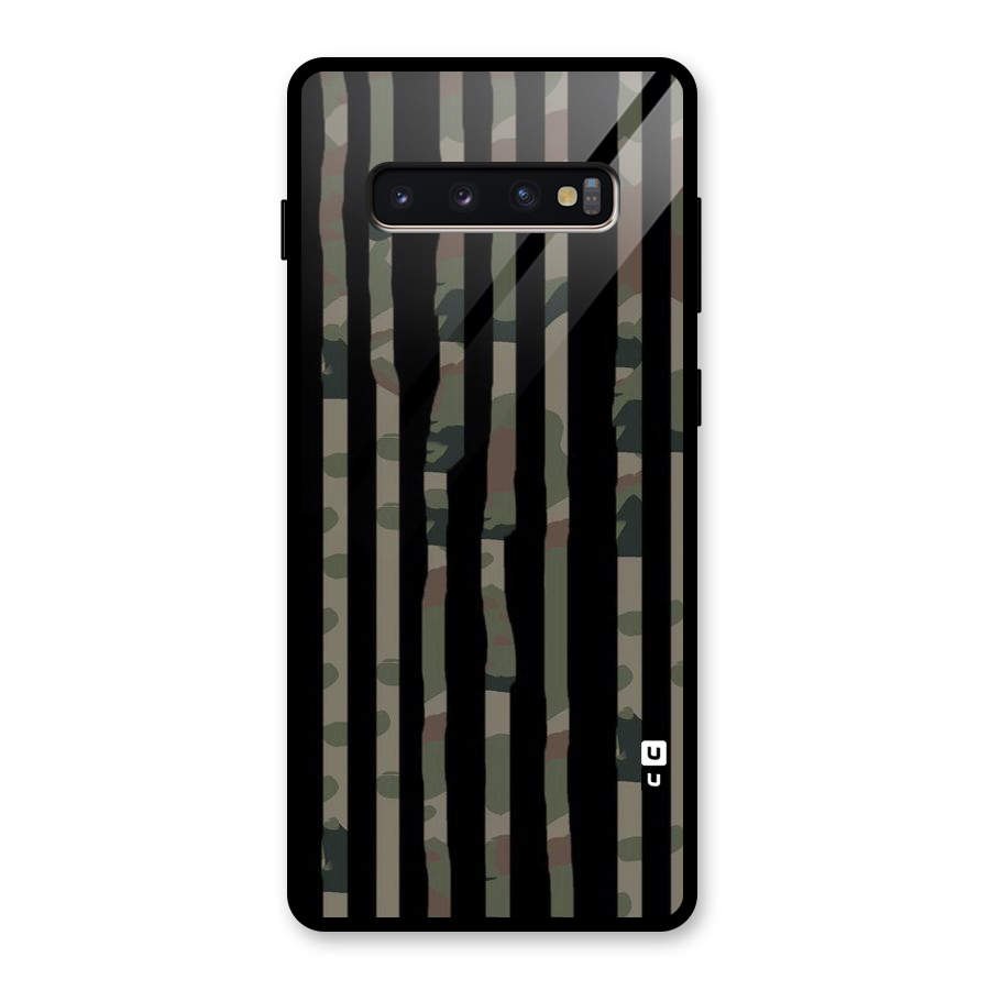Army Stripes Glass Back Case for Galaxy S10 Plus
