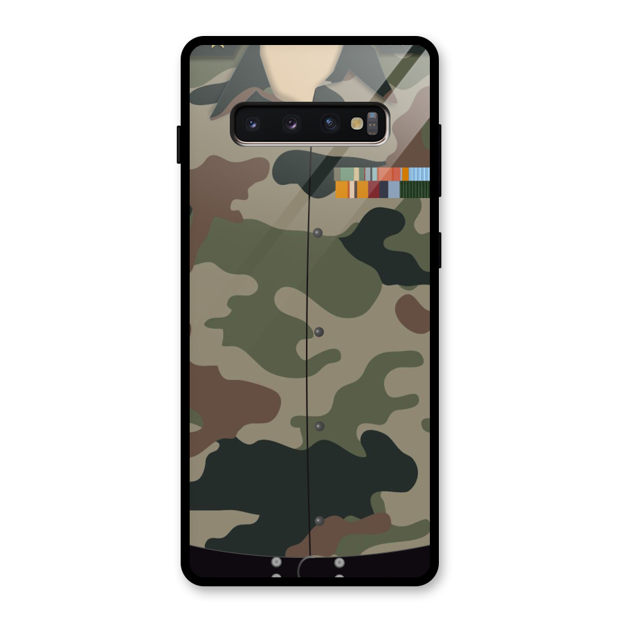 Army Uniform Glass Back Case for Galaxy S10 Plus