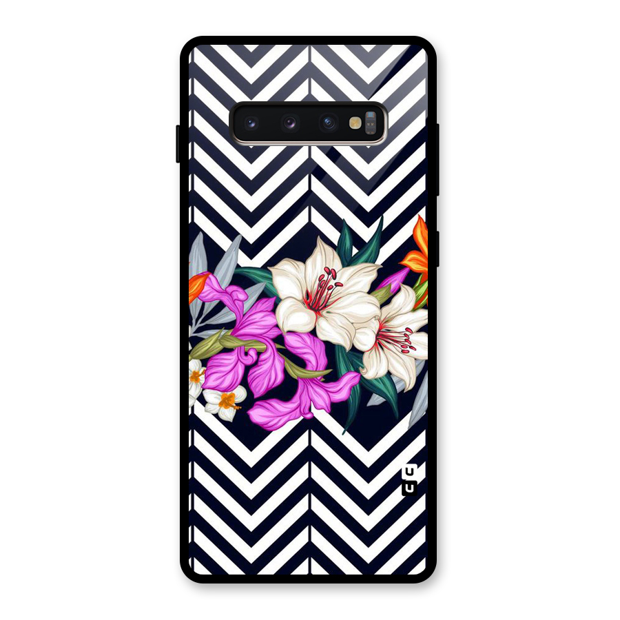 Artsy ZigZag Floral Glass Back Case for Galaxy S10 Plus
