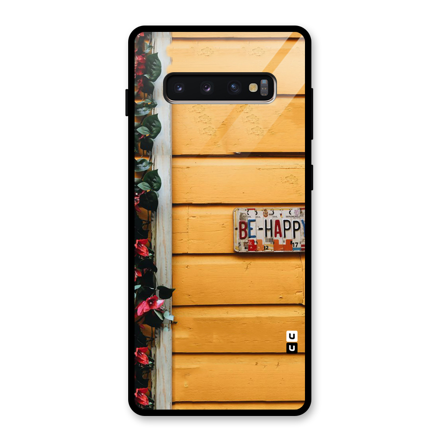 Be Happy Yellow Wall Glass Back Case for Galaxy S10 Plus