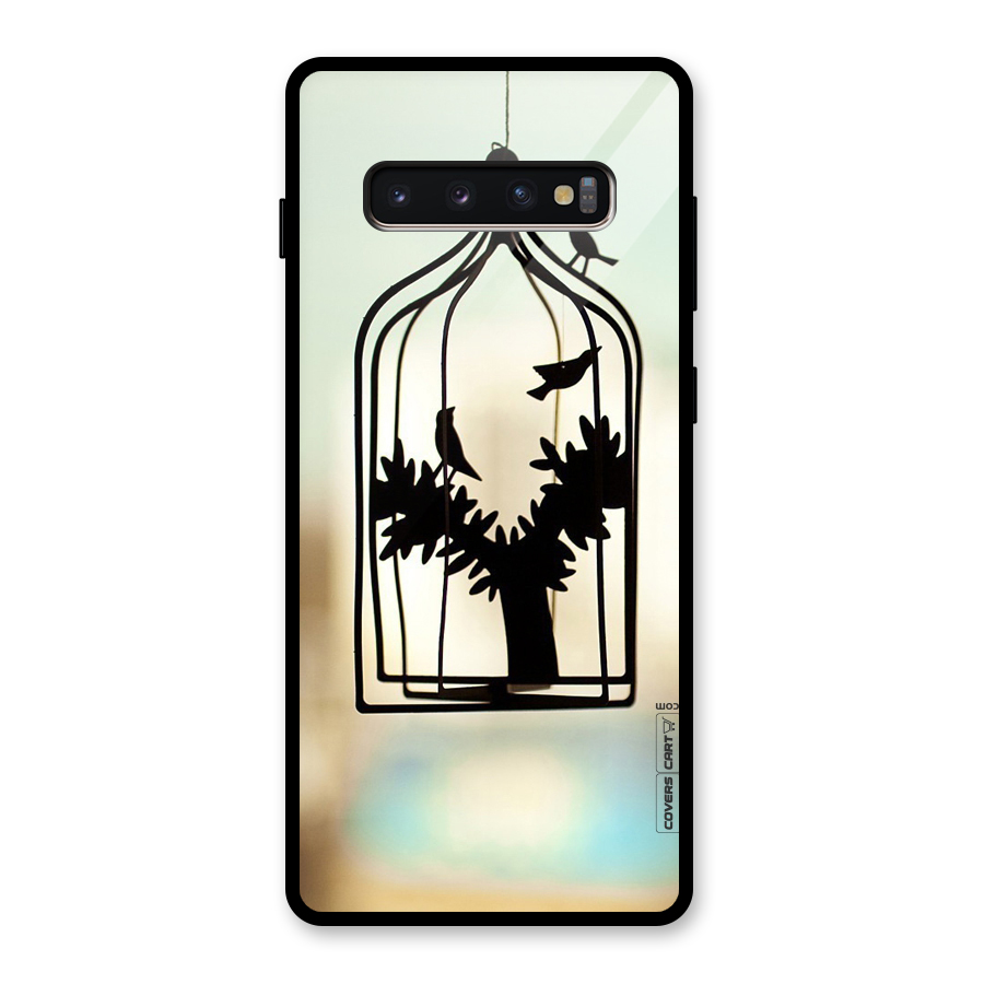 Beautiful Pegion Cage Glass Back Case for Galaxy S10 Plus