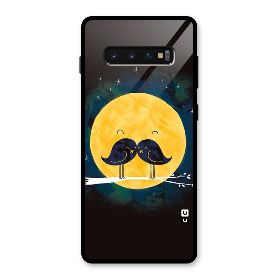 Bird Moustache Glass Back Case for Galaxy S10 Plus