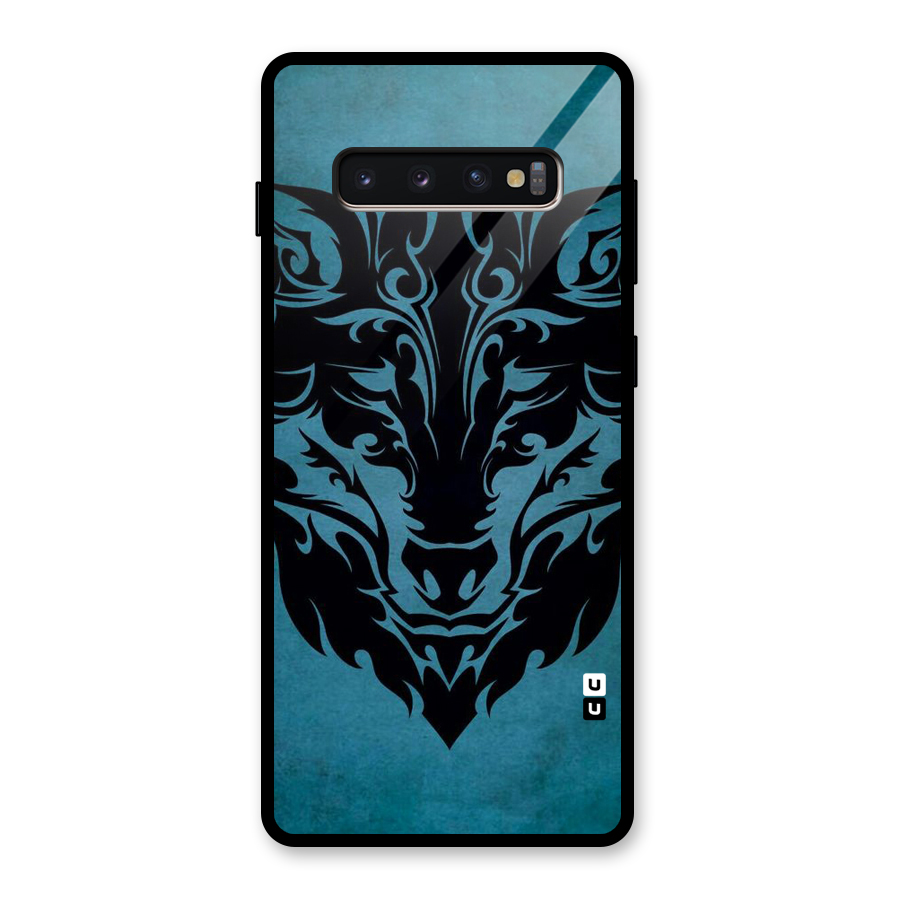 Black Artistic Wolf Glass Back Case for Galaxy S10 Plus
